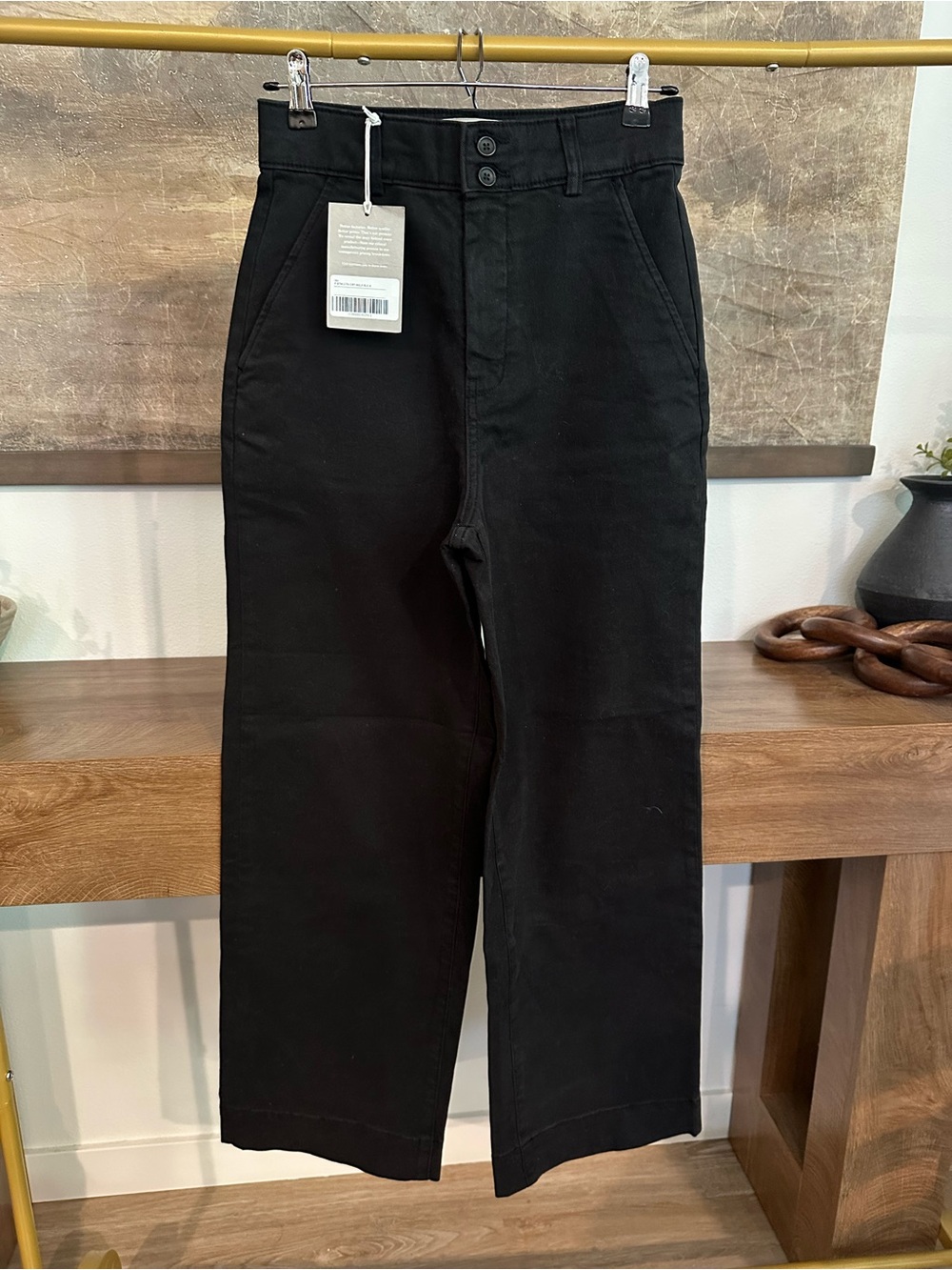 NWT Everlane The Organic Cotton Kick Flare Pant in Black Size 4 High Rise